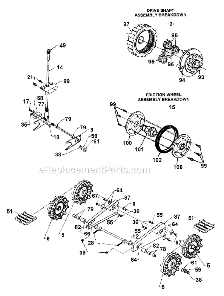 Page E Diagram and Parts List for 315E753F401 1995 Yard Man Snow Blower